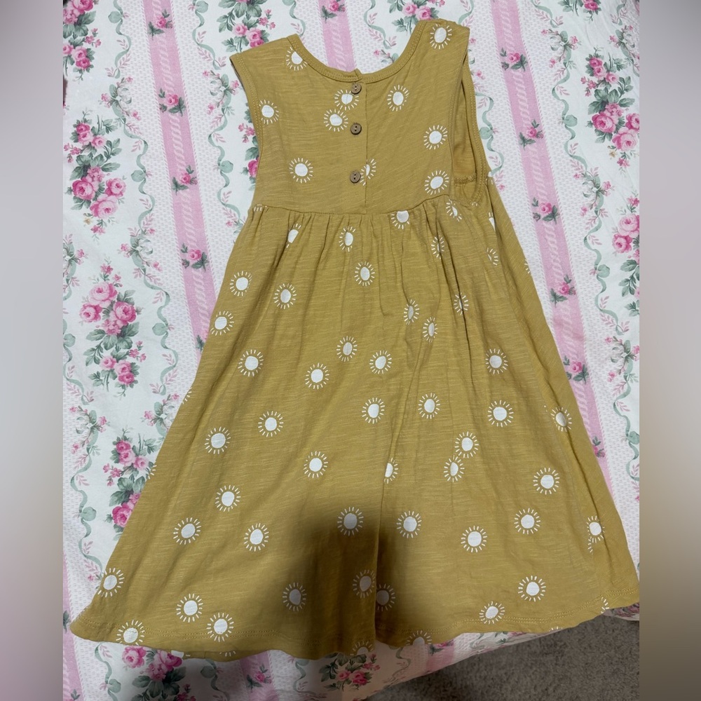 Rylee + Cru Sunburst Layla dress in mustard yellow cotton jersey